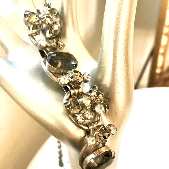 Vintage Juliana Grey Rhinestone 5 Link Necklace - Picture 13 of 16